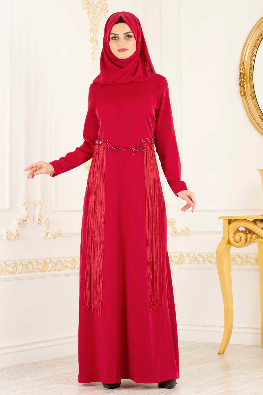 red hijab dress