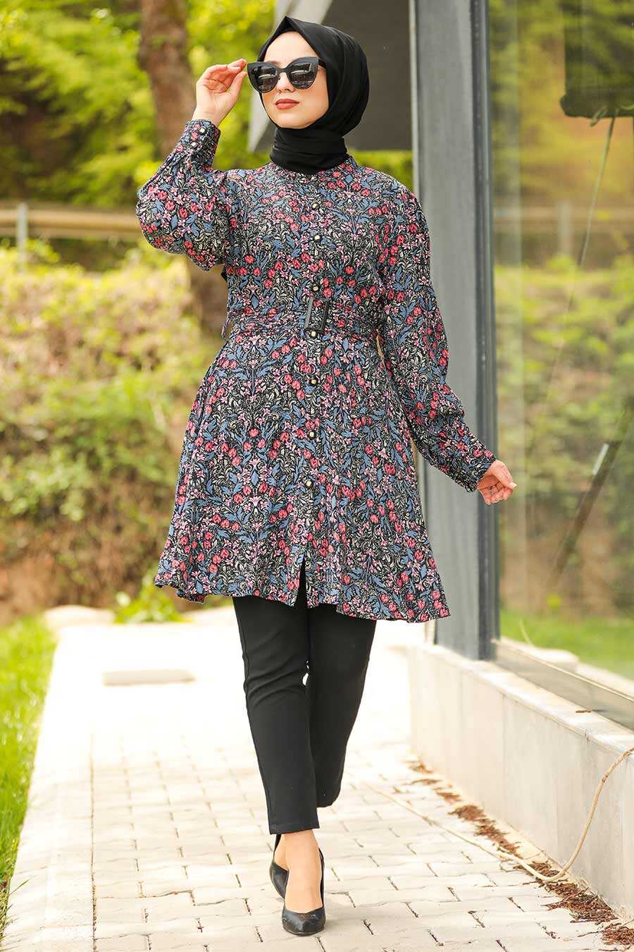 Patterned Hijab Tunic 61201DSN - Neva-style.com