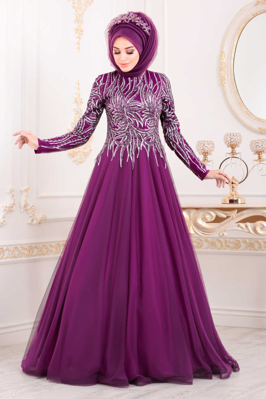 plum gown