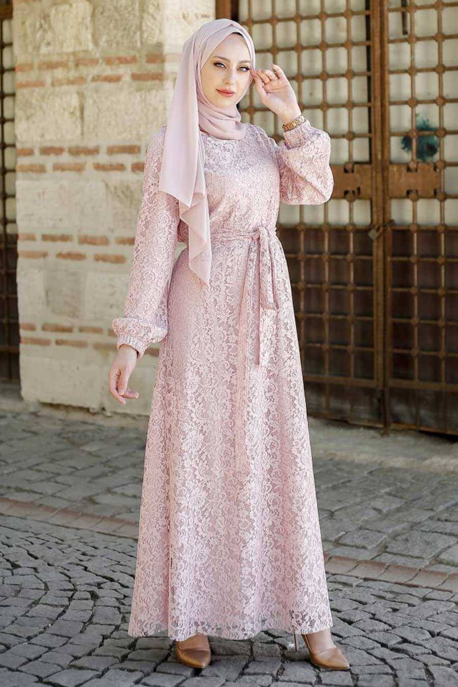 Powder Pink Hijab Dress 3313PD - Neva-style.com