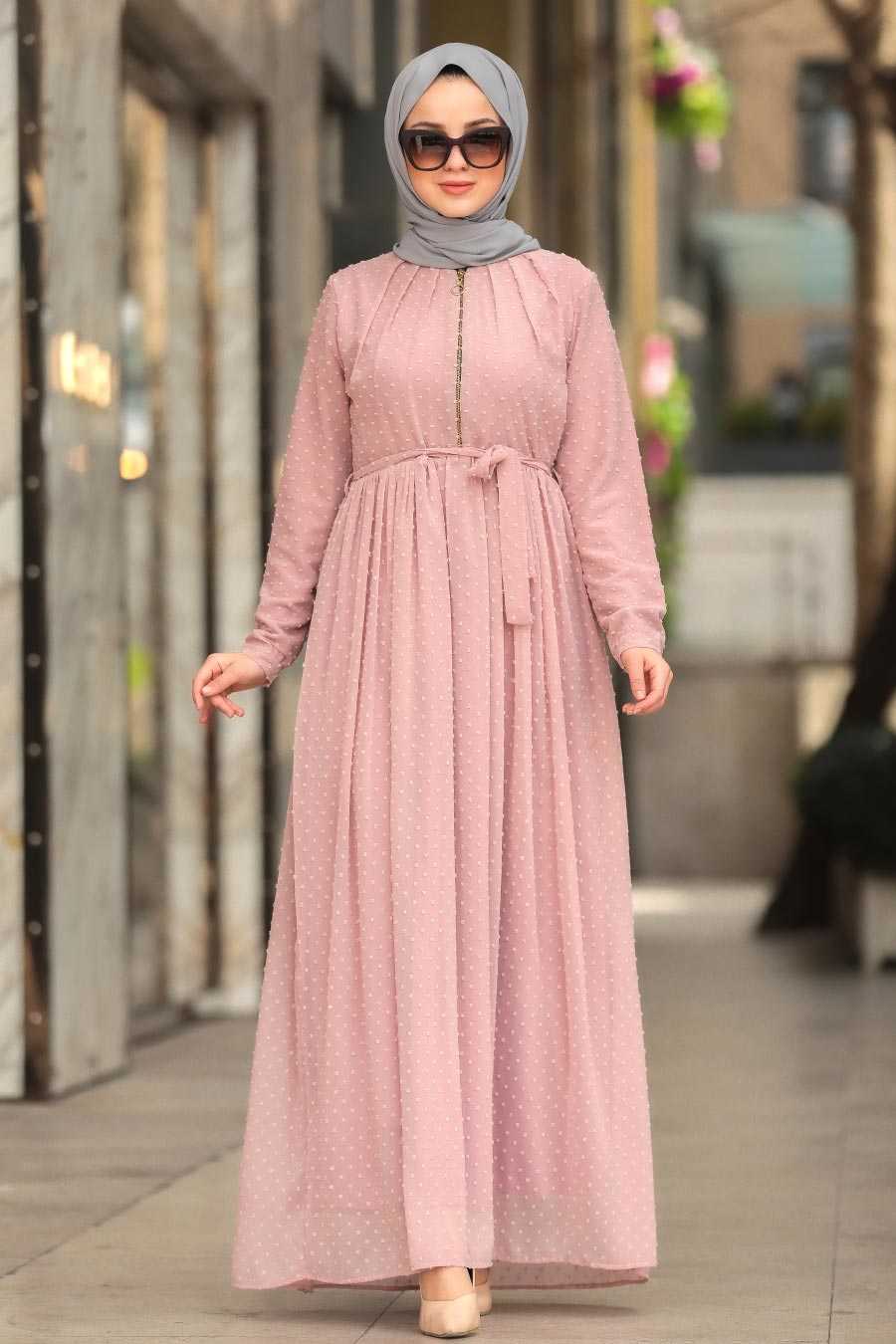 Powder Pink Hijab Dress 44701PD - Neva-style.com