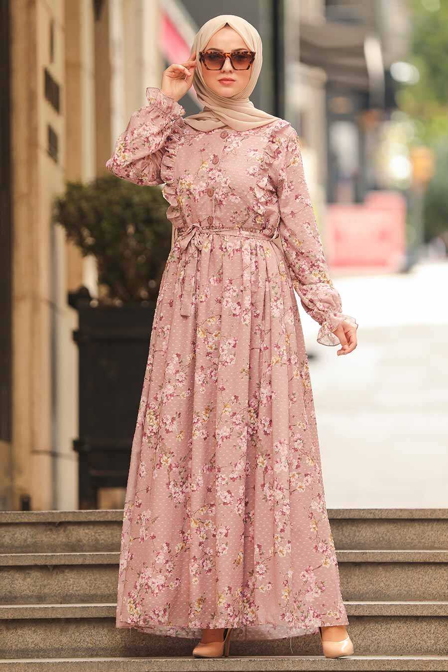 Powder Pink Hijab Dress 5341PD - Neva-style.com