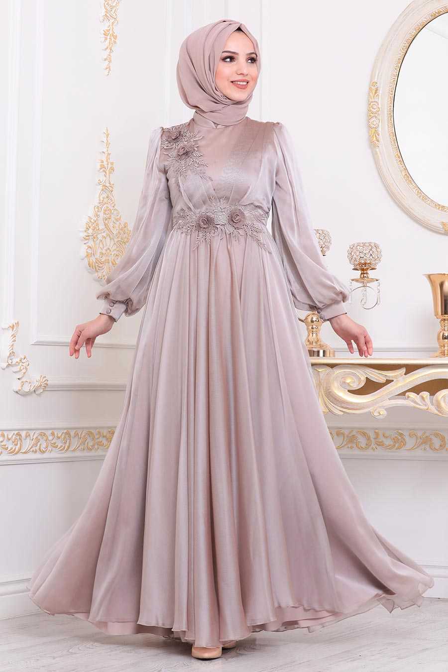 Powder Pink Hijab Evening Dress 22198pd Neva