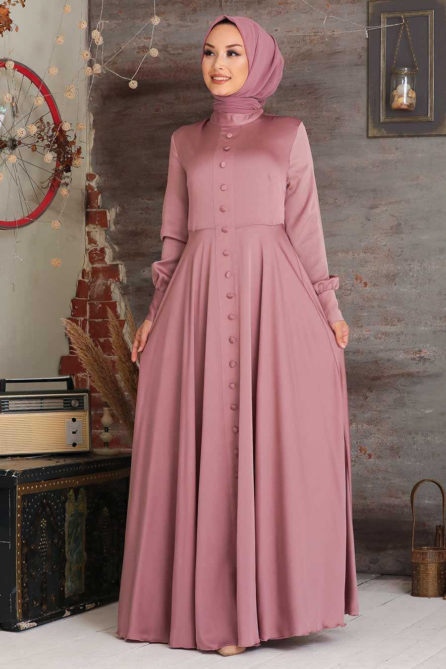 Powder Pink Hijab Evening Dress 25520PD - Neva-style.com