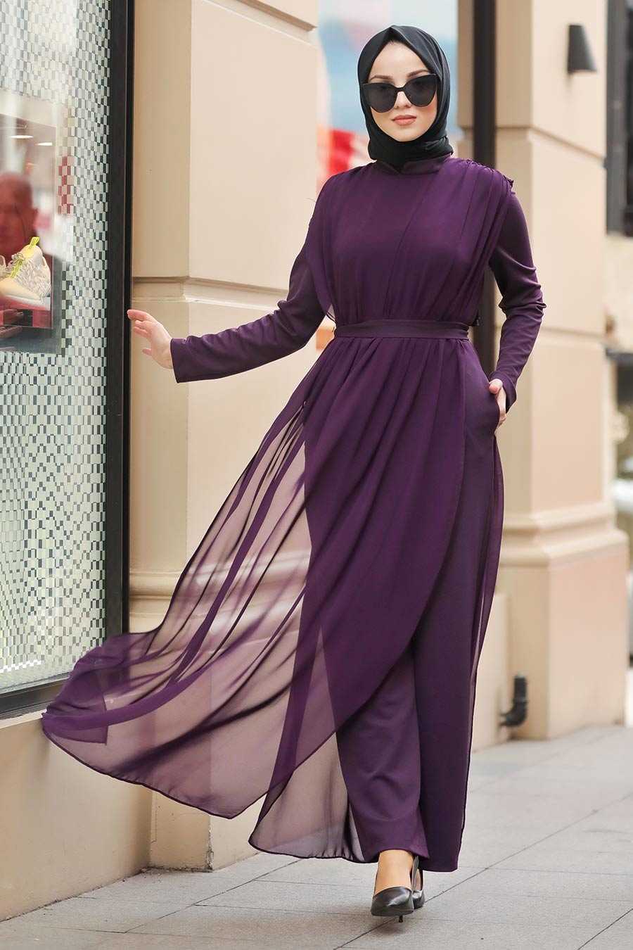 purple evening jumpsuit