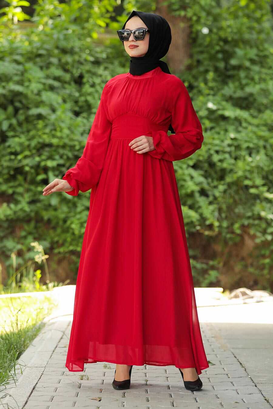 red hijab dress