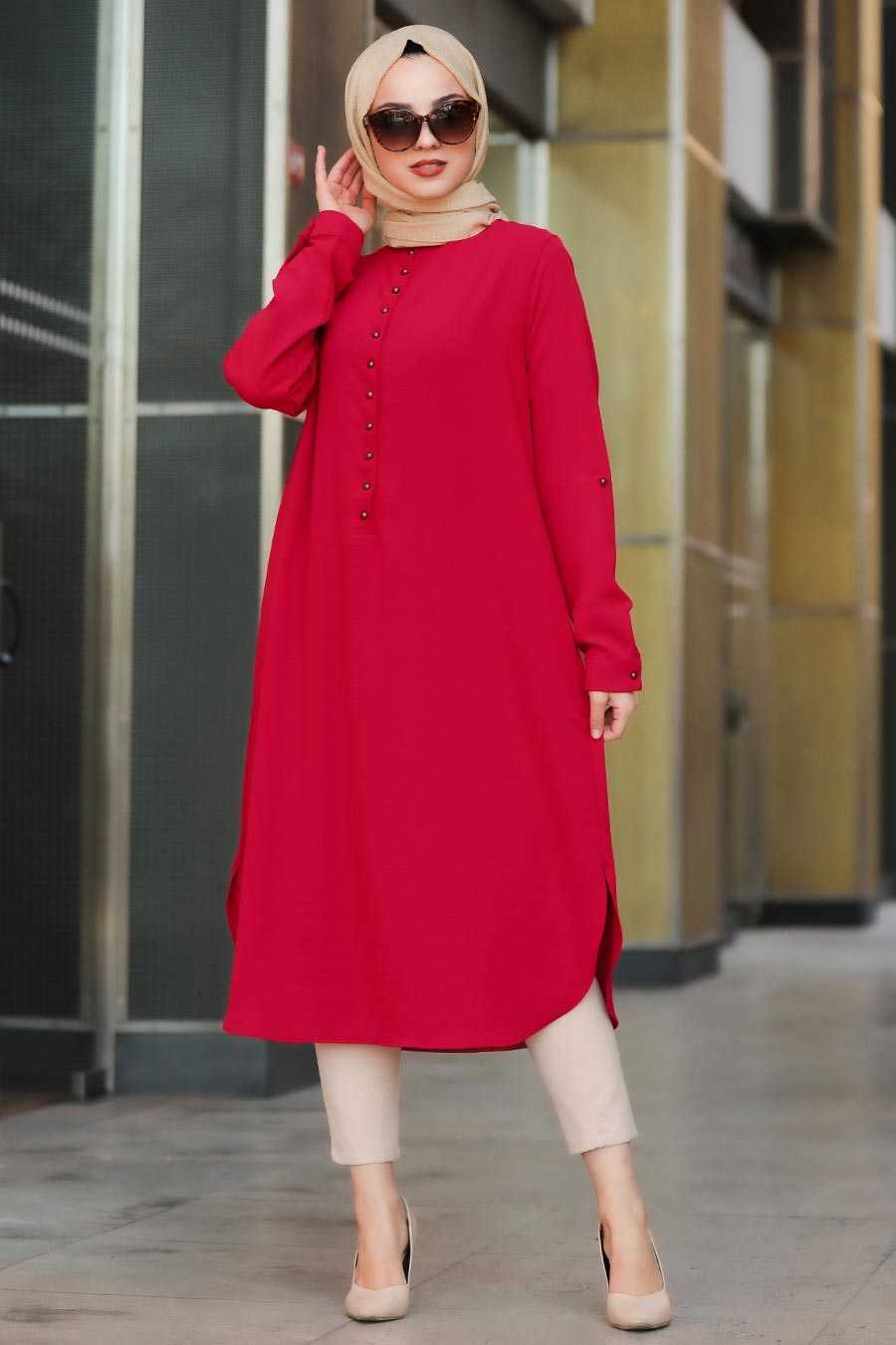 Red Hijab Tunic 10042K - Neva-style.com