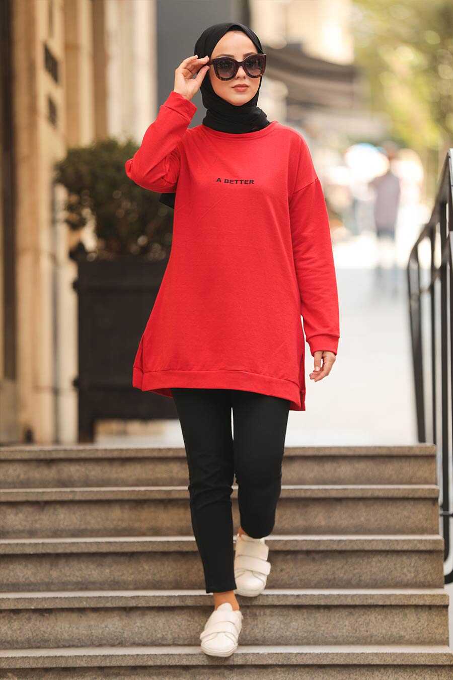 Red Hijab Tunic 40381K - Neva-style.com