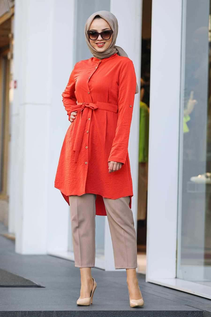 Reddish Orange Hijab Tunic 468NC - Neva-style.com