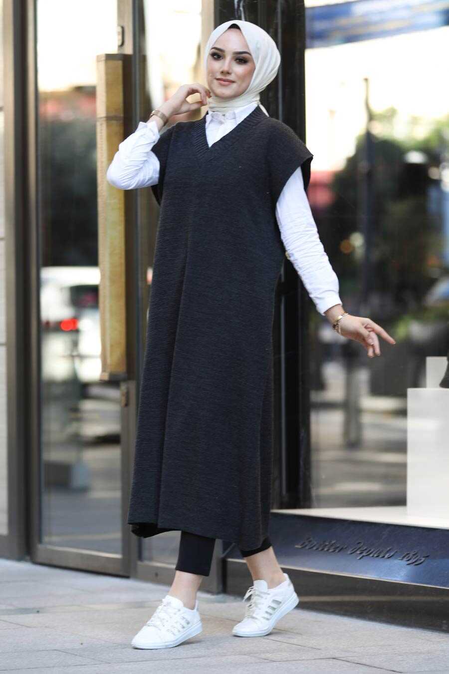 Smoke Color Hijab Sweater 10111FU - Neva-style.com