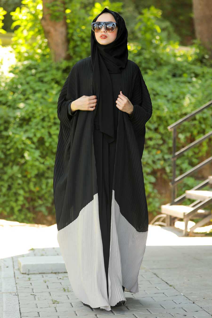 Stone Color Hijab Abaya 8546TAS - Neva-style.com
